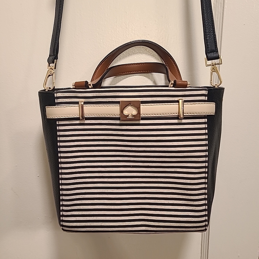 Kate Spade Black and White Striped Tote Bag